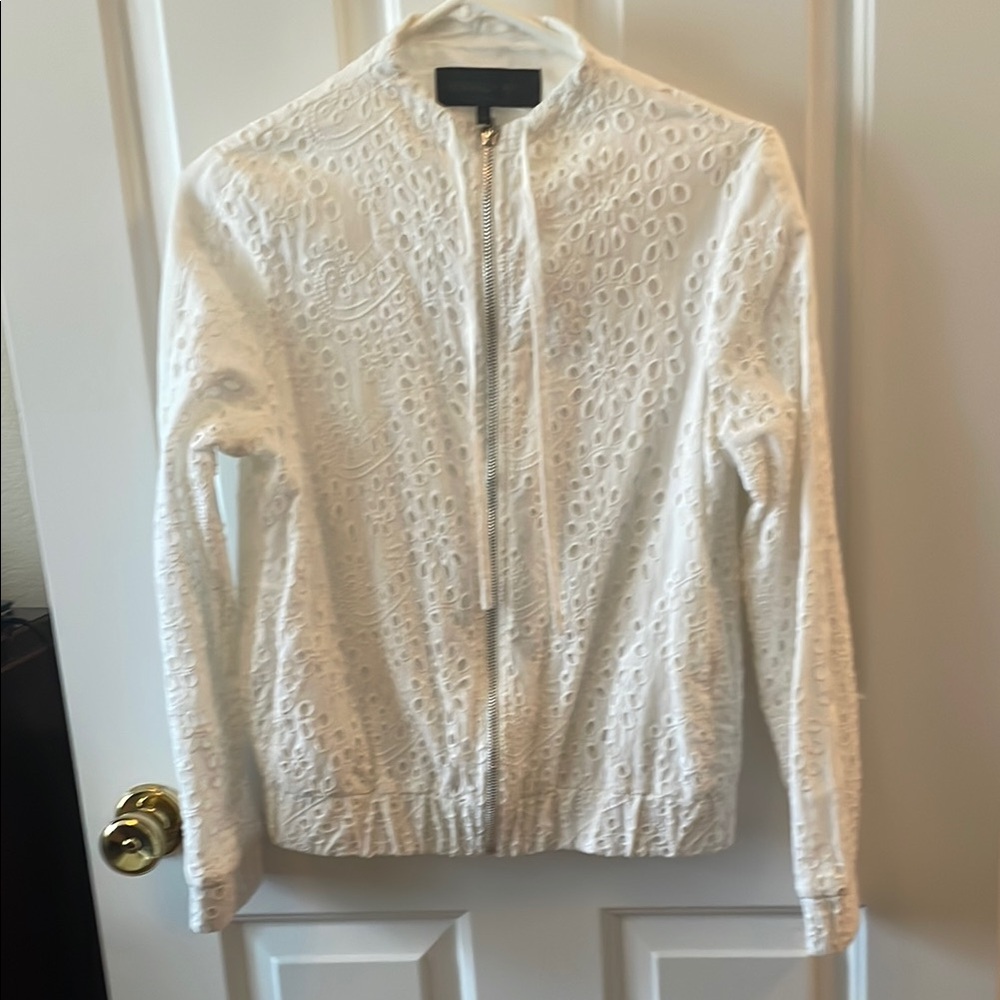 Kendall + Kylie Elegant White Lace Women's Jacket. Zippered. Nice.